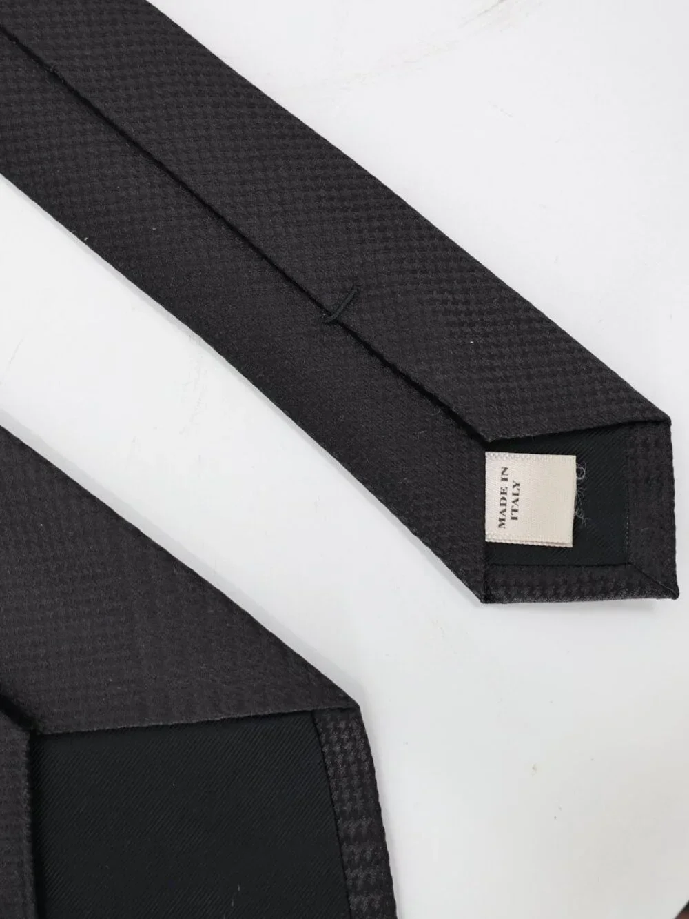Burberry Tie mens L58 houndstooth Check Pattern Silk black formal dressy event